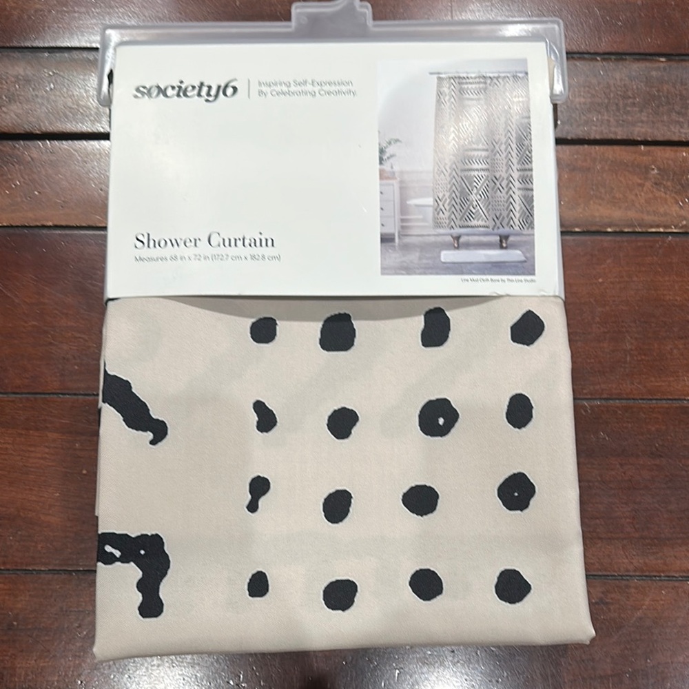 Society6 Black and Cream Polka Dot Shower Curtain